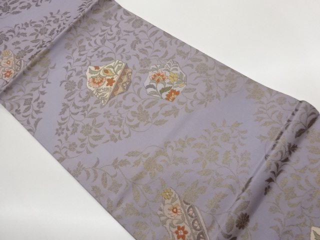JAPANESE KIMONO / HIRAKI NAGOYA OBI / WOVEN ARABESQUE FLOWER 